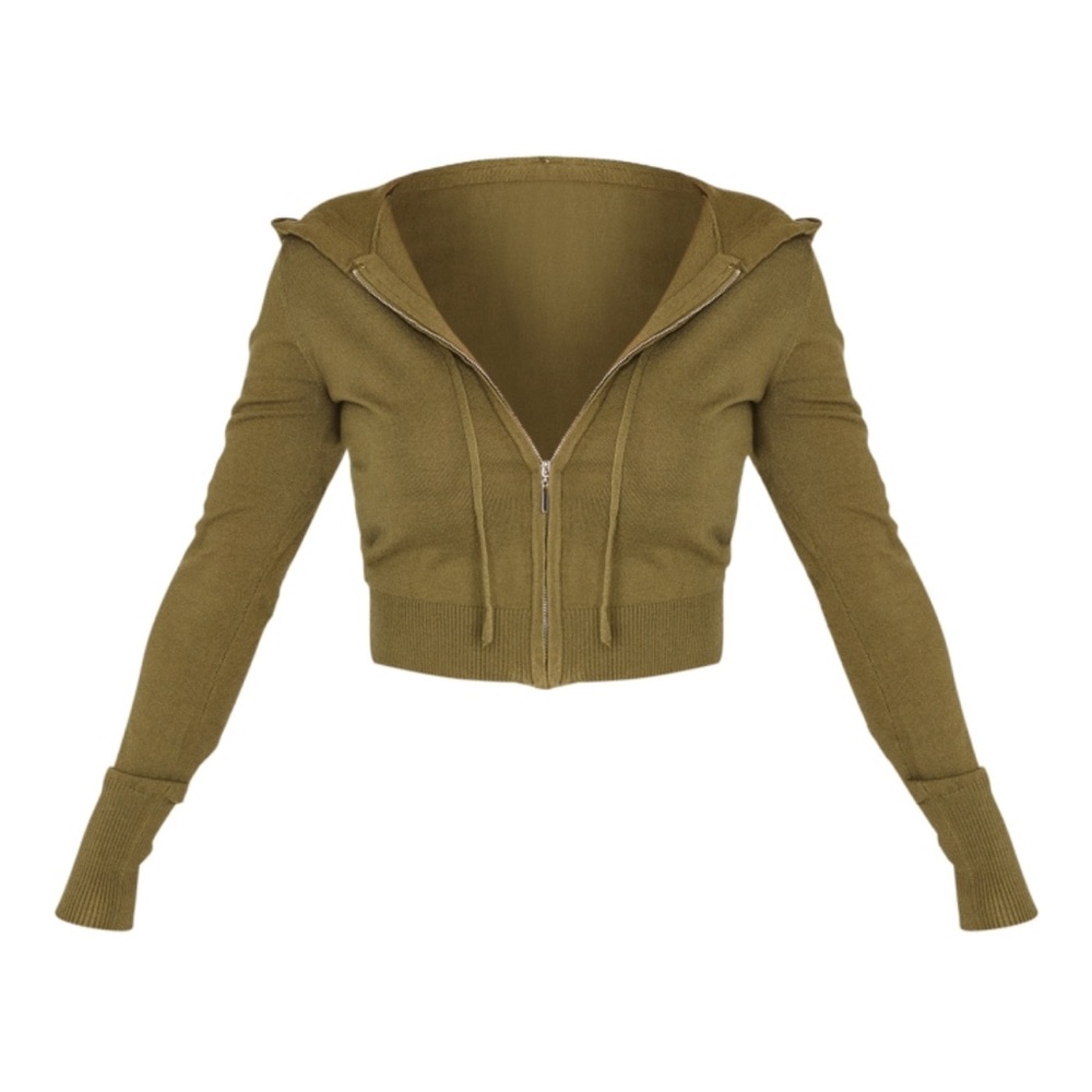 Shape Khaki Knit Zip Through Jacket